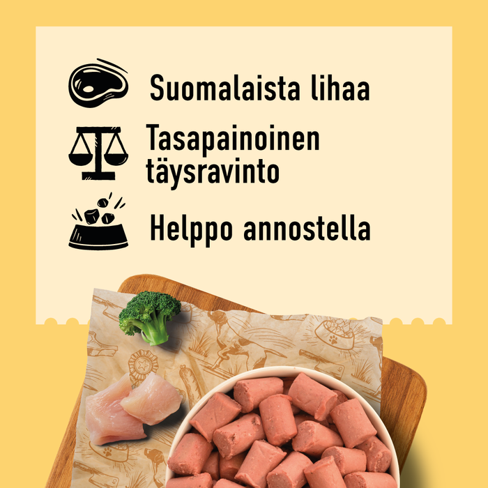 DIBO Kana-kalkkuna-kasvispullat 1kg