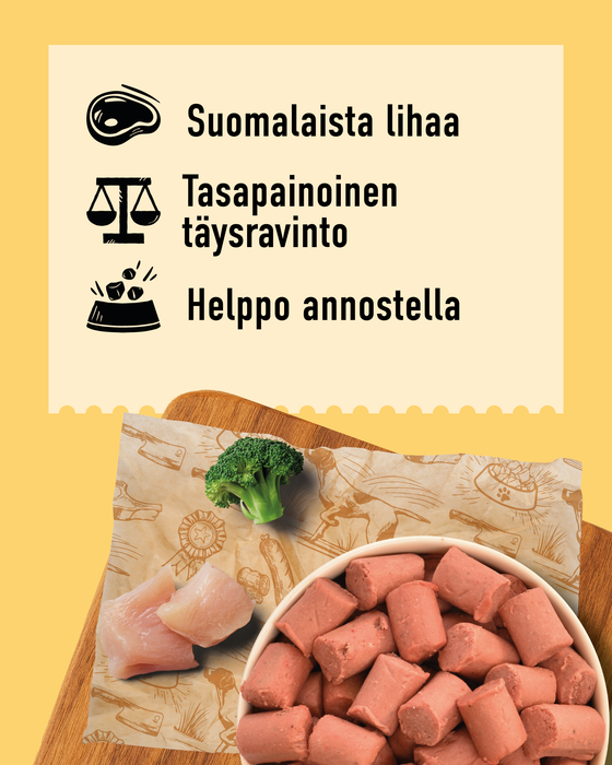DIBO Kana-kalkkuna-kasvispullat 1kg